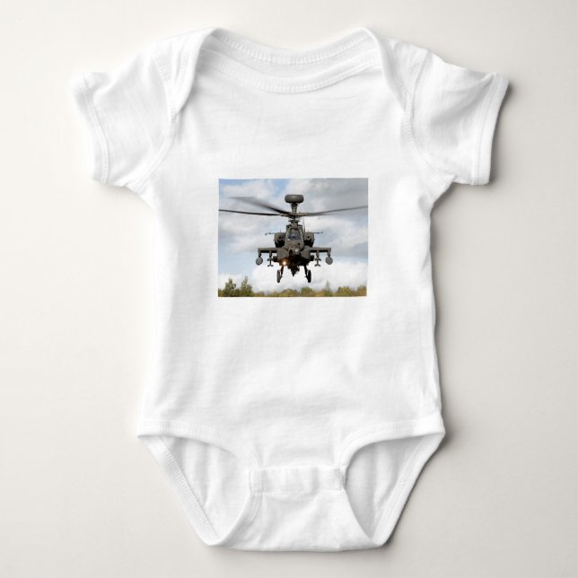 ah 64 apache longbow helocopter military baby bodysuit (Front)