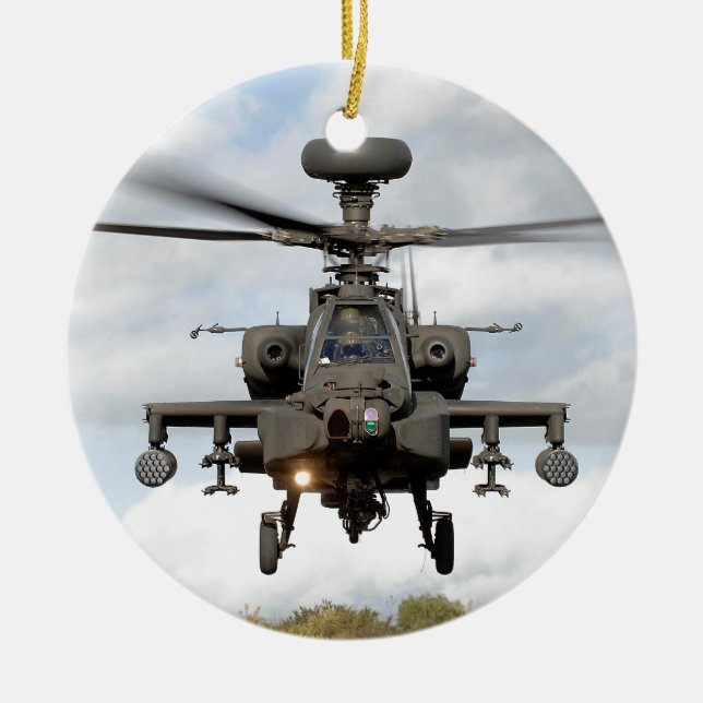 ah 64 apache longbow helocopter military ceramic ornament (Front)