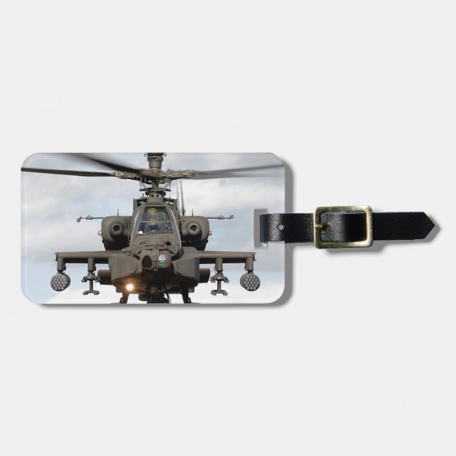 ah 64 apache longbow helocopter military luggage tag (Front Horizontal)