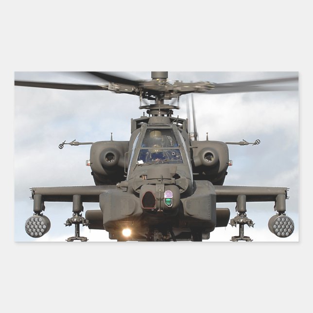 ah 64 apache longbow helocopter military rectangular sticker (Front)