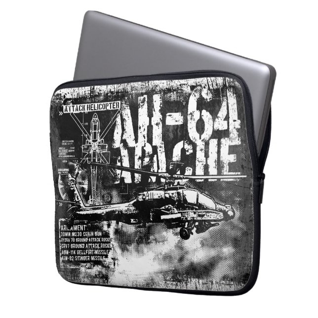 AH-64 Apache Neoprene Laptop Sleeve 13 inch (Front Left)