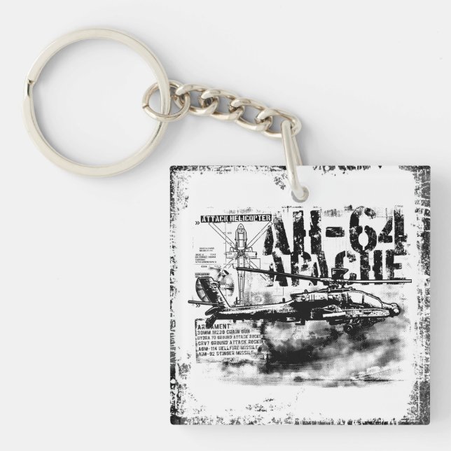 AH-64 Apache Square (double-sided) Keychain (Front)