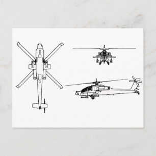 AH-64 blueprint Postcard