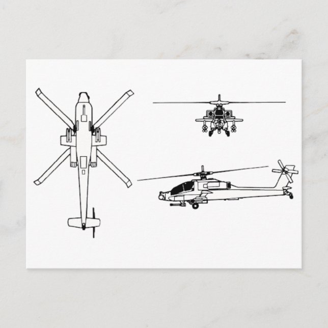 AH-64 blueprint Postcard (Front)