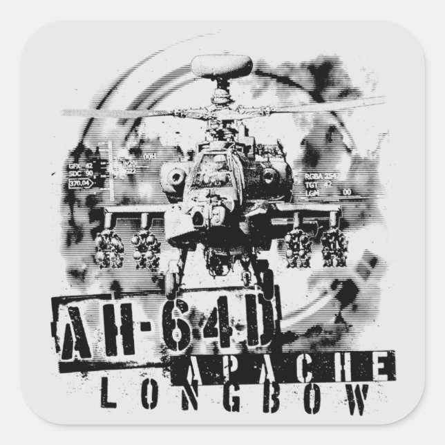 AH-64D Apache Longbow Square Sticker (Front)