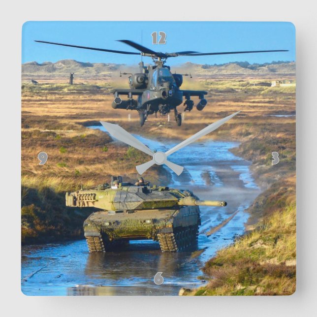 AH-64E APACHE GUARDIAN SQUARE WALL CLOCK (Front)
