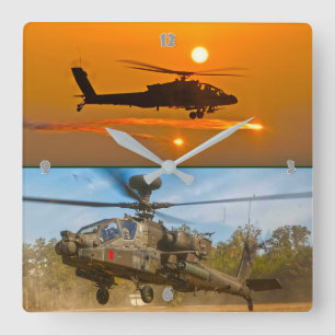 AH-64E APACHE GUARDIAN SQUARE WALL CLOCK