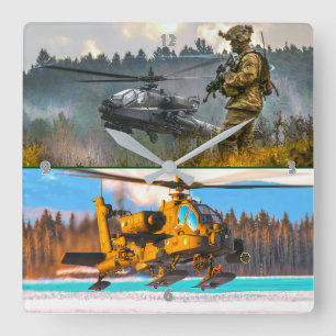 AH-64E APACHE GUARDIAN SQUARE WALL CLOCK