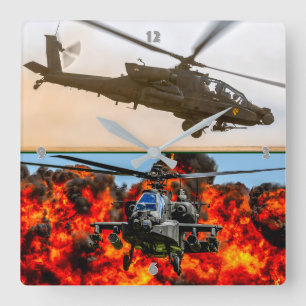 AH-64E APACHE GUARDIAN SQUARE WALL CLOCK