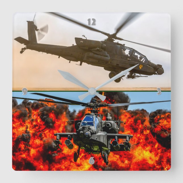 AH-64E APACHE GUARDIAN SQUARE WALL CLOCK (Front)