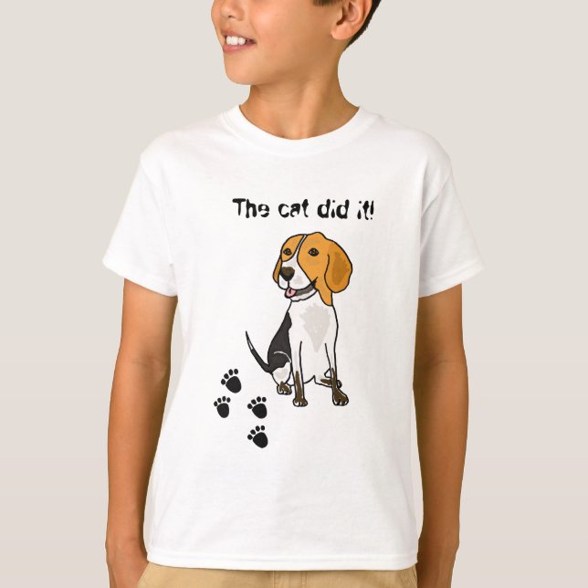 AH- Beagle Blaming Cat T-shirt (Front)