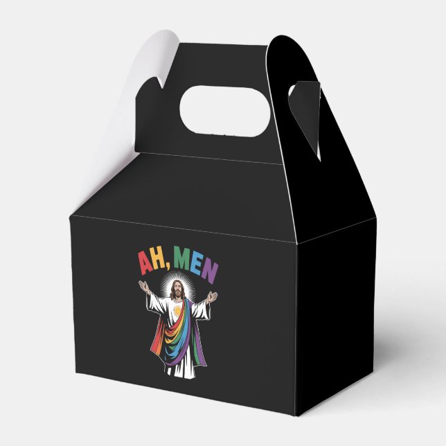Ah Men Funny Jesus LGBTQ Gay Pride Rainbow Favour Box (Front Side)