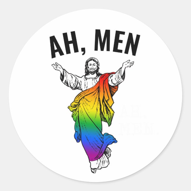 Ah Men - Funny Jesus Meme Classic Round Sticker (Front)