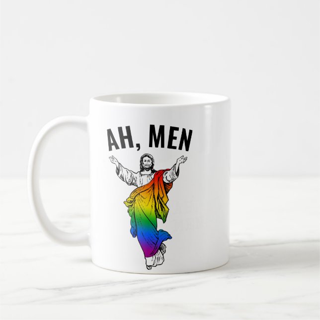 Ah Men - Funny Jesus Meme Coffee Mug (Left)