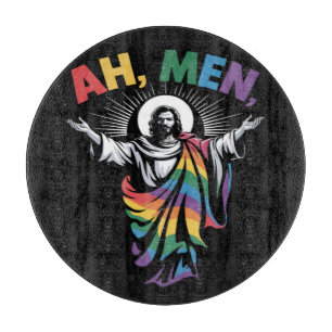 Ah Men Funny LGBT Gay Pride Cutting Board