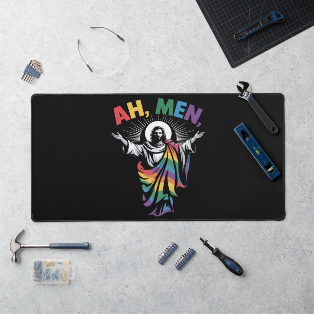 Ah Men Funny LGBT Gay Pride Desk Mat (Workstation)