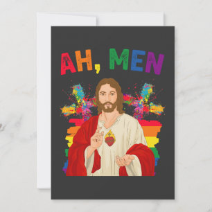 Ah Men Funny LGBT Gay Pride Jesus Christian Invitation