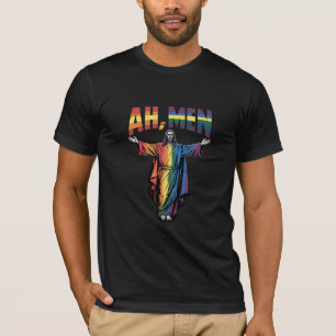Ah Men Funny LGBT Gay Pride Jesus Christian T-Shirt