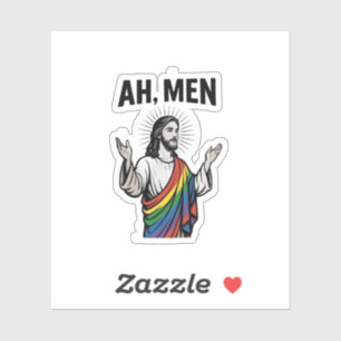 Ah Men Funny LGBT Gay Pride Jesus Rainbow