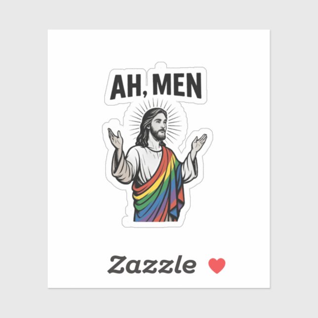 Ah Men Funny LGBT Gay Pride Jesus Rainbow (Sheet)
