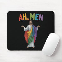 Ah Men Funny LGBT Gay Pride Jesus Rainbow Flag