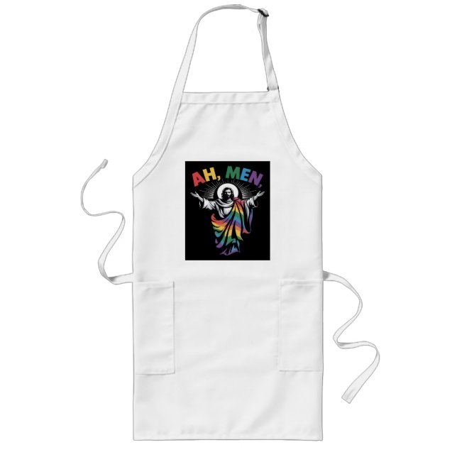 Ah Men Funny LGBT Gay Pride Long Apron (Front)