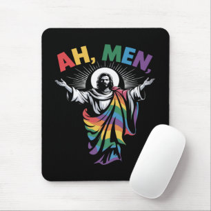 Ah Men Funny LGBT Gay Pride Mouse Pad