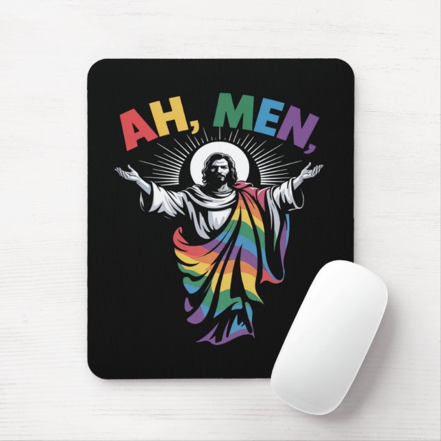 Ah Men Funny LGBT Gay Pride Mouse Pad (With Mouse)