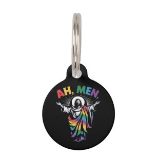Ah Men Funny LGBT Gay Pride Pet Tag