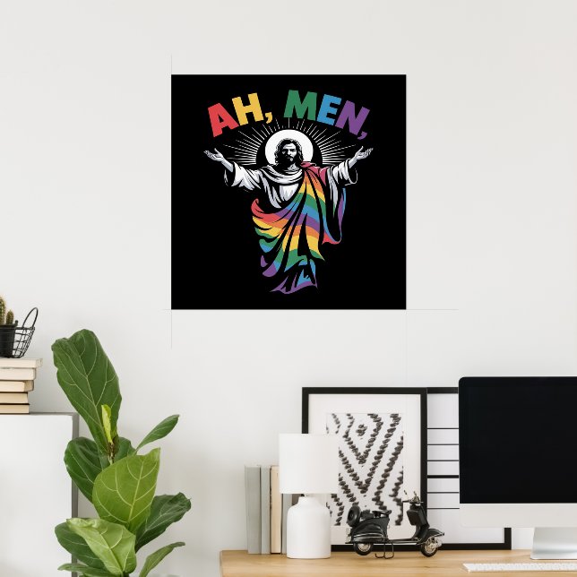 Ah Men Funny LGBT Gay Pride Poster (Home Office)