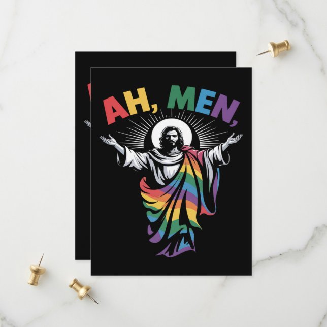 Ah Men Funny LGBT Gay Pride Save The Date (Front/Back In Situ)