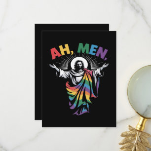 Ah Men Funny LGBT Gay Pride Thank You Card