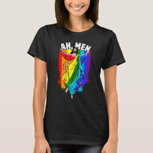 Ah Men Gay Jesus LGBTQ Pride Rainbow T-Shirt
