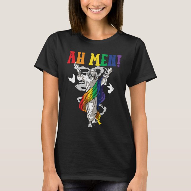Ah Men Gay Pride Month LGBT homosexual Rainbow T-Shirt (Front)