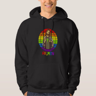 Ah Men Gay Pride Rainbow Flag   Lgbtq Stuff Jesus  Hoodie