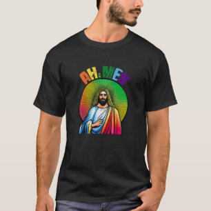 Ah,Men Jesus Christ LGBTQ Rainbow Colors Christian T-Shirt