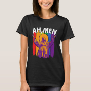 Ah Men  LGBT Gay Pride Jesus Rainbow Flag Christia T-Shirt