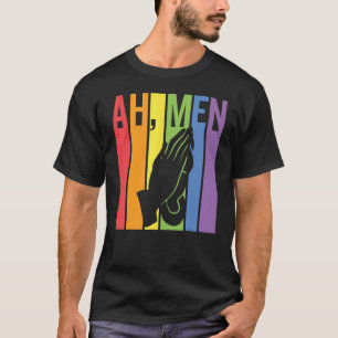 Ah Men   Lgbt Gay Pride Jesus Rainbow Peace Flag T-Shirt