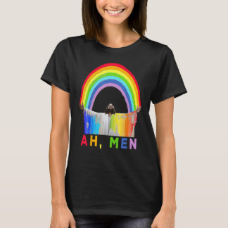Ah Men Rainbow Gay Jesus Christian Gay Rights Gay  T-Shirt