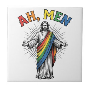 Ah Men Rainbow Religious Vintage Ceramic Tile