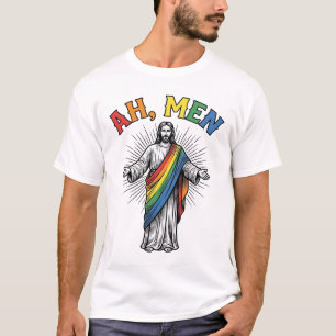 Ah Men Rainbow Religious Vintage Engraving T-Shirt