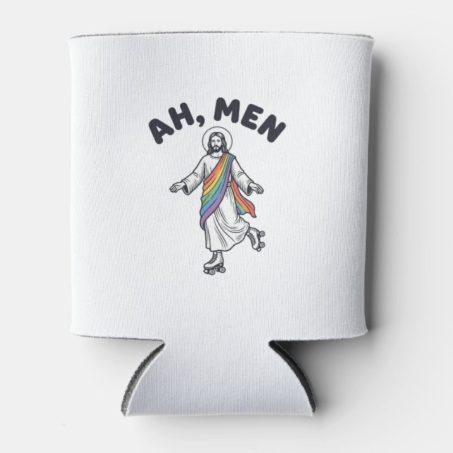 Ah Men Roller Skating Faith Vector Design_1 Can Cooler (Front)