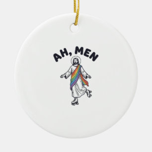 Ah Men Roller Skating Faith Vector Design_1 Ceramic Ornament