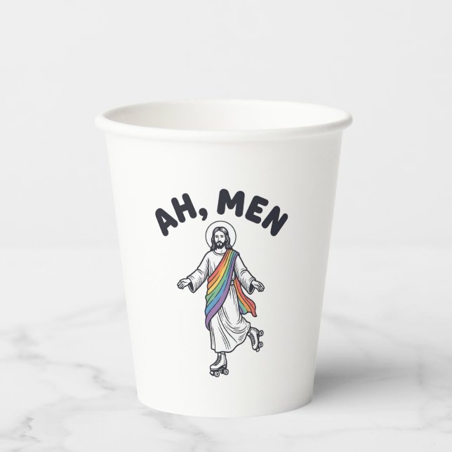 Ah Men Roller Skating Faith Vector Design_1 Paper Cups (Front)