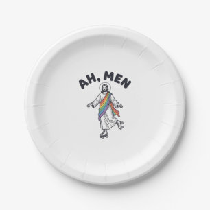 Ah Men Roller Skating Faith Vector Design_1 Paper Plate