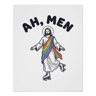 Ah Men Roller Skating Faith Vector Design_1 Poster