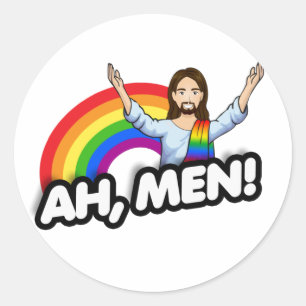 Ah, Men T-Shirt Classic Round Sticker