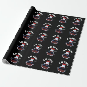 Ah Soy Funny Soy Sauce Pun Dark BG Wrapping Paper