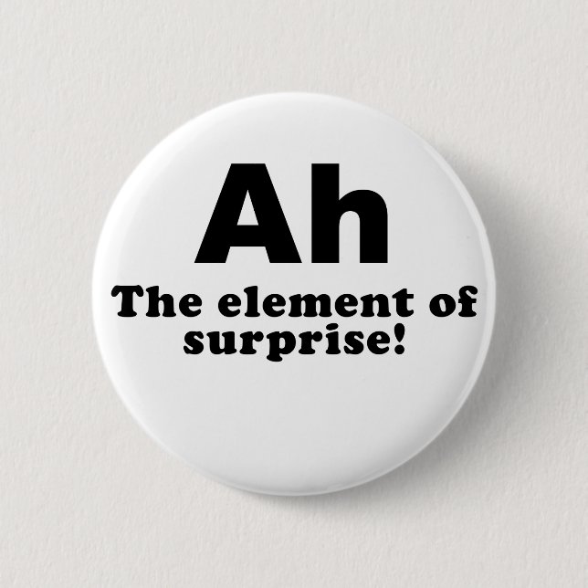 Ah the Element of Surprise 6 Cm Round Badge (Front)