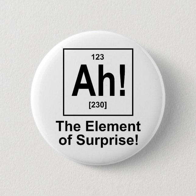 Ah! The Element of Surprise. 6 Cm Round Badge (Front)